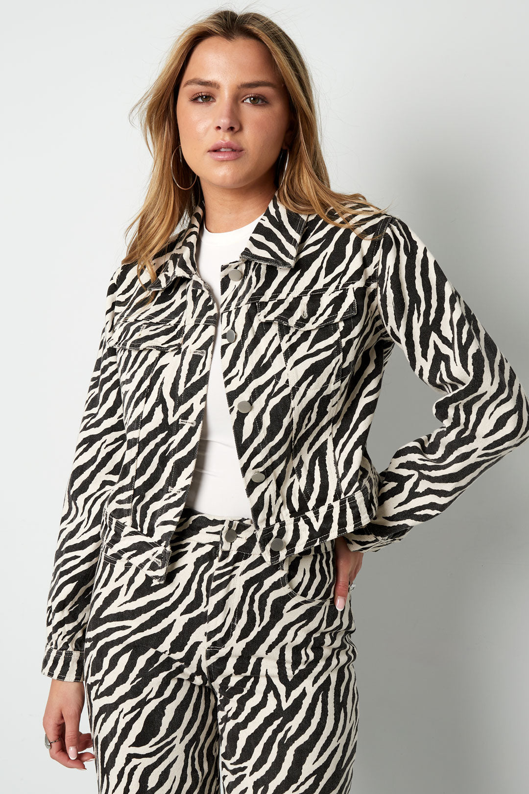Cotton Denim Vrouwen Jas Street Elegant Specialty Dierenprint