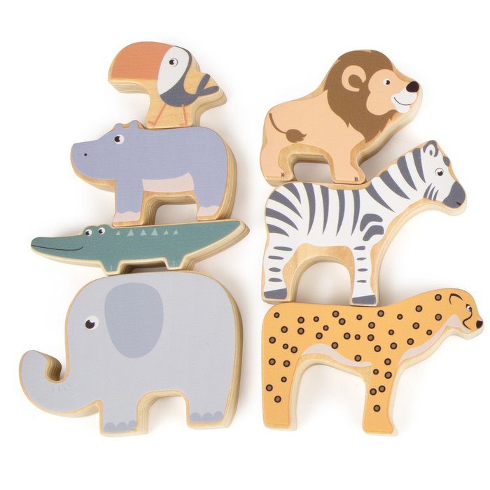 Stapeldieren “Safari” | Motoriekspeelgoed | Houten speelgoed
