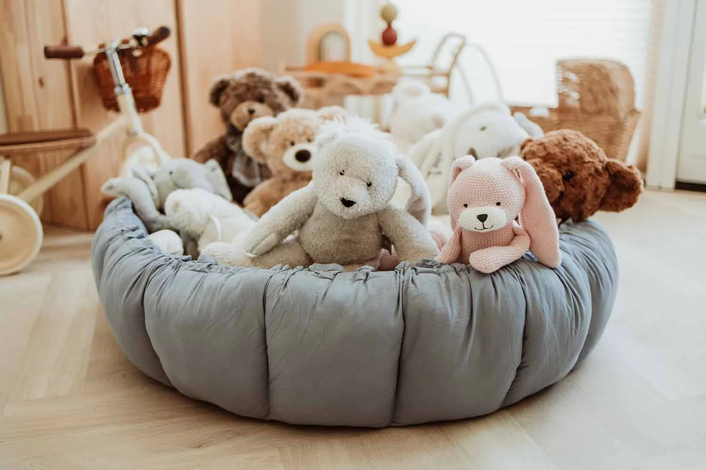 Play& Go | Bloom Dusty Blue Organic Cotton Babymat