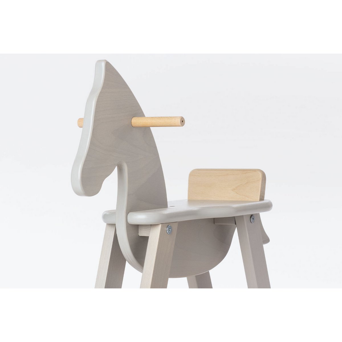 Pinolino Hobbelpaard | Massief hout met ring, grijs/naturel