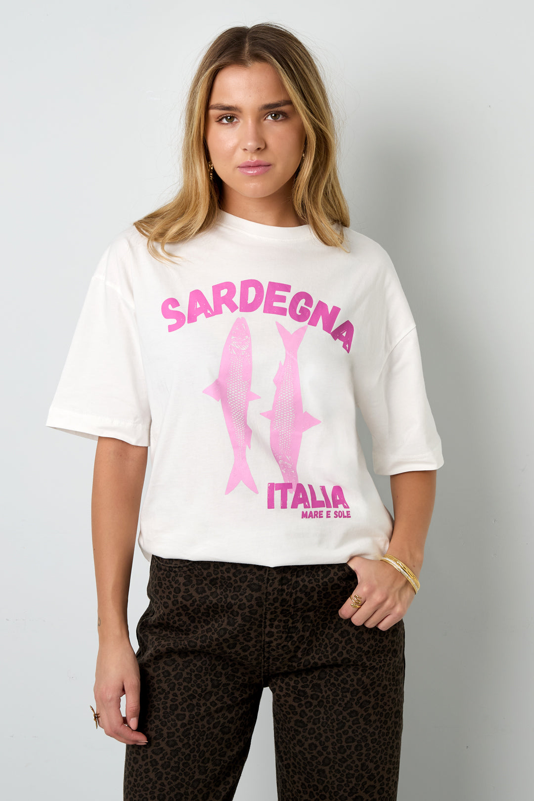 Katoen Gebreide Vrouwen T-shirt Casual Dierenprint