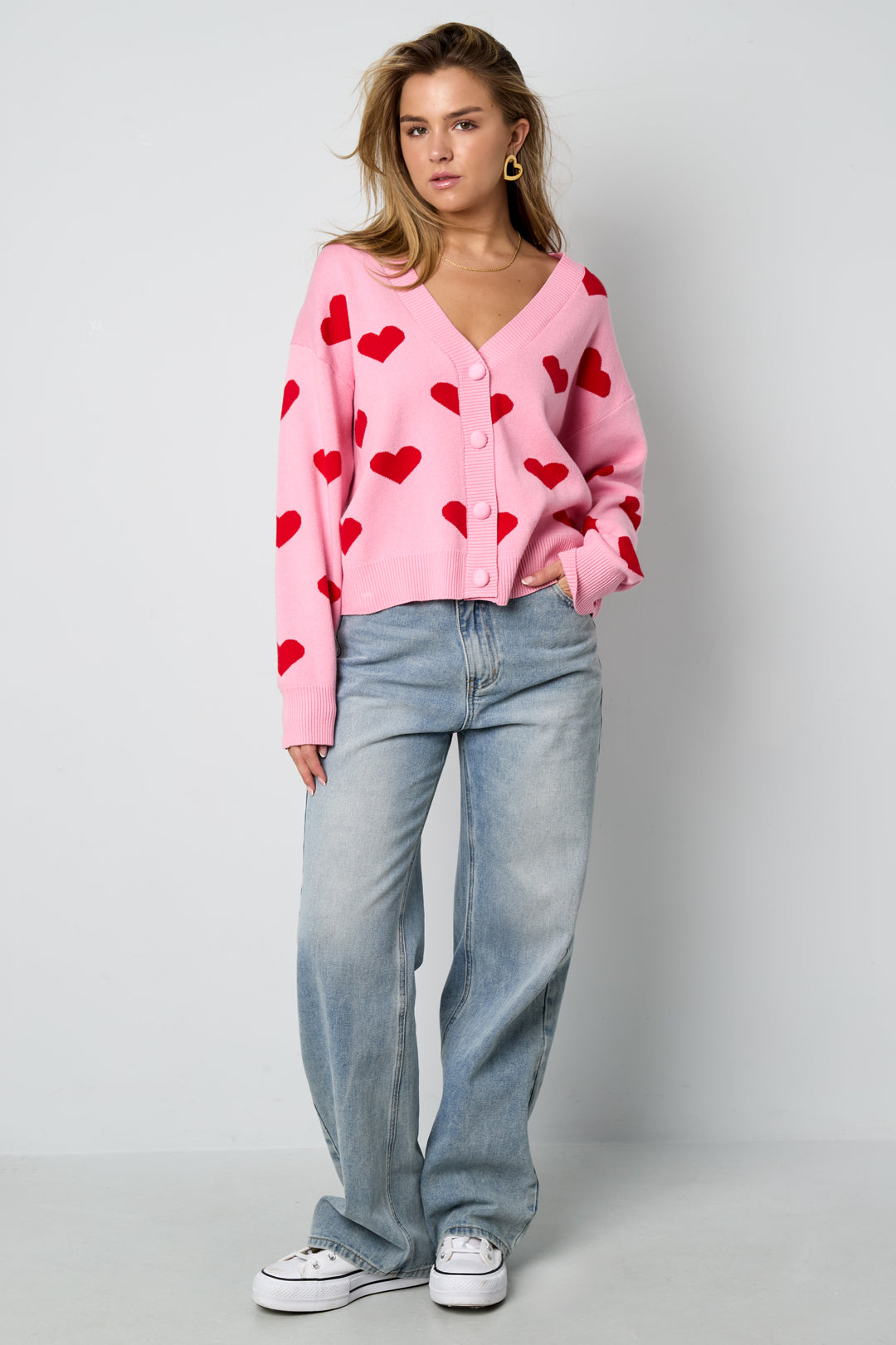 Viscose Gebreide Dames Trui Leuk Hart Patroon Herfst/Winter