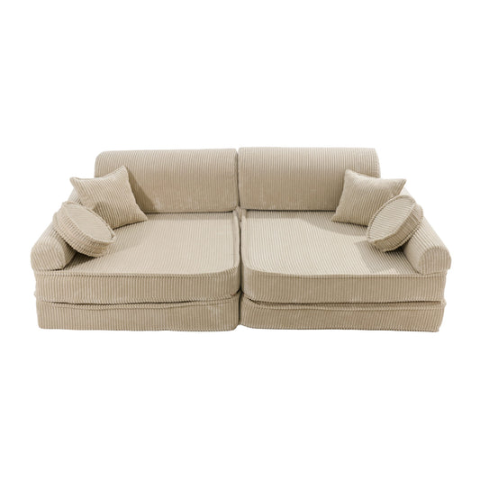Large Modular Sofa for Kids - Premium Corduroy Ecru