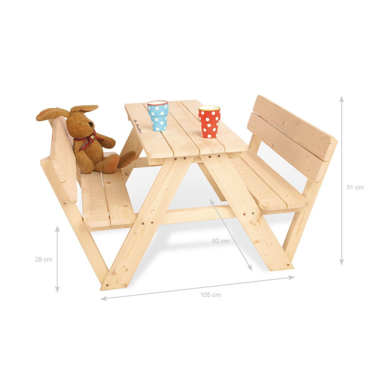 Kinderpicknickbank Nicki met rugleuning