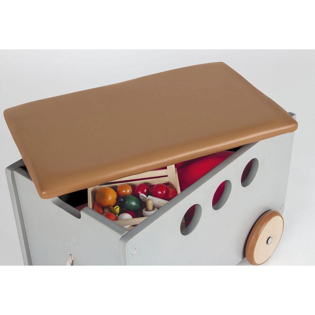 Pinolino Speelgoedkist Jim | Grijs op wielen met trekkoord