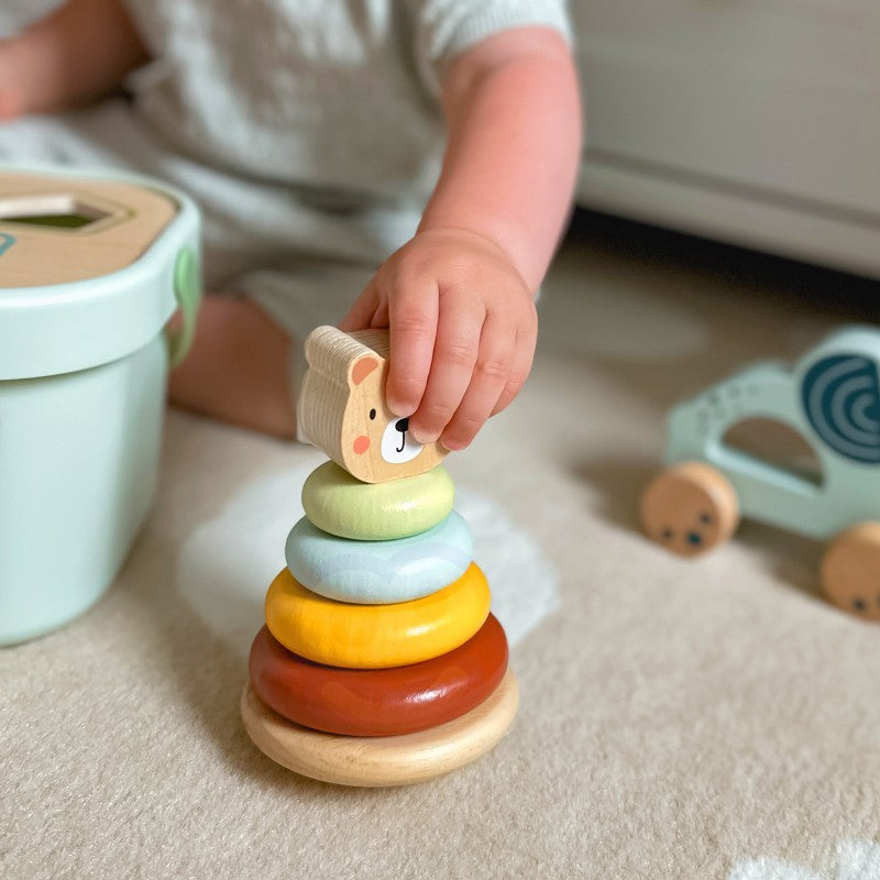 3in1 Toy Box - Sorting Blocks, Stackable Pyramid and Elephant On Wheels