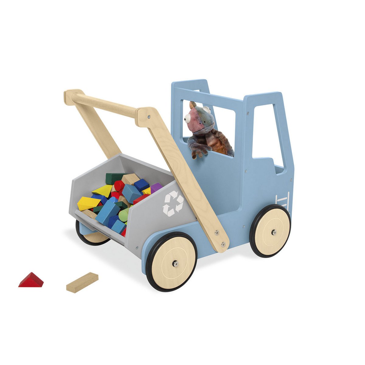 Pinolino Loopwagen blauw | Hout, kiepbak & verstelbare rem