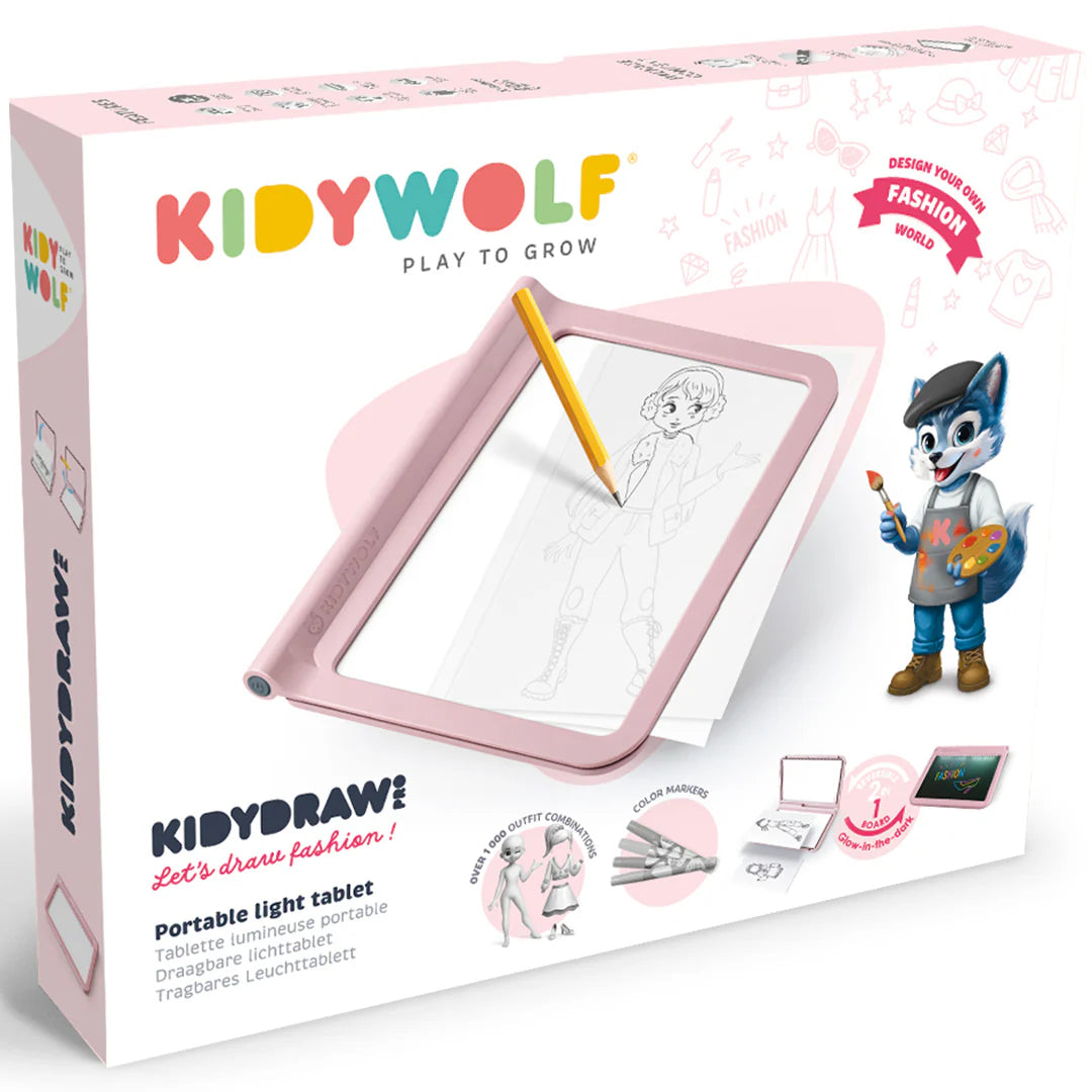 KIDYDRAW-PRO | Mobiele en lichtgevende tablet roze | KIDYWOLF