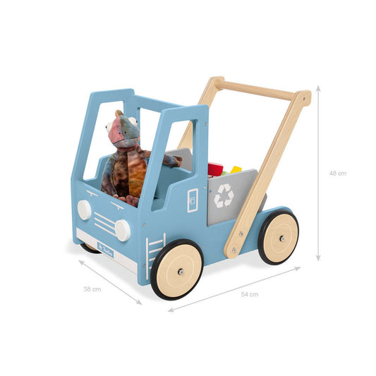 Pinolino Loopwagen blauw | Hout, kiepbak & verstelbare rem
