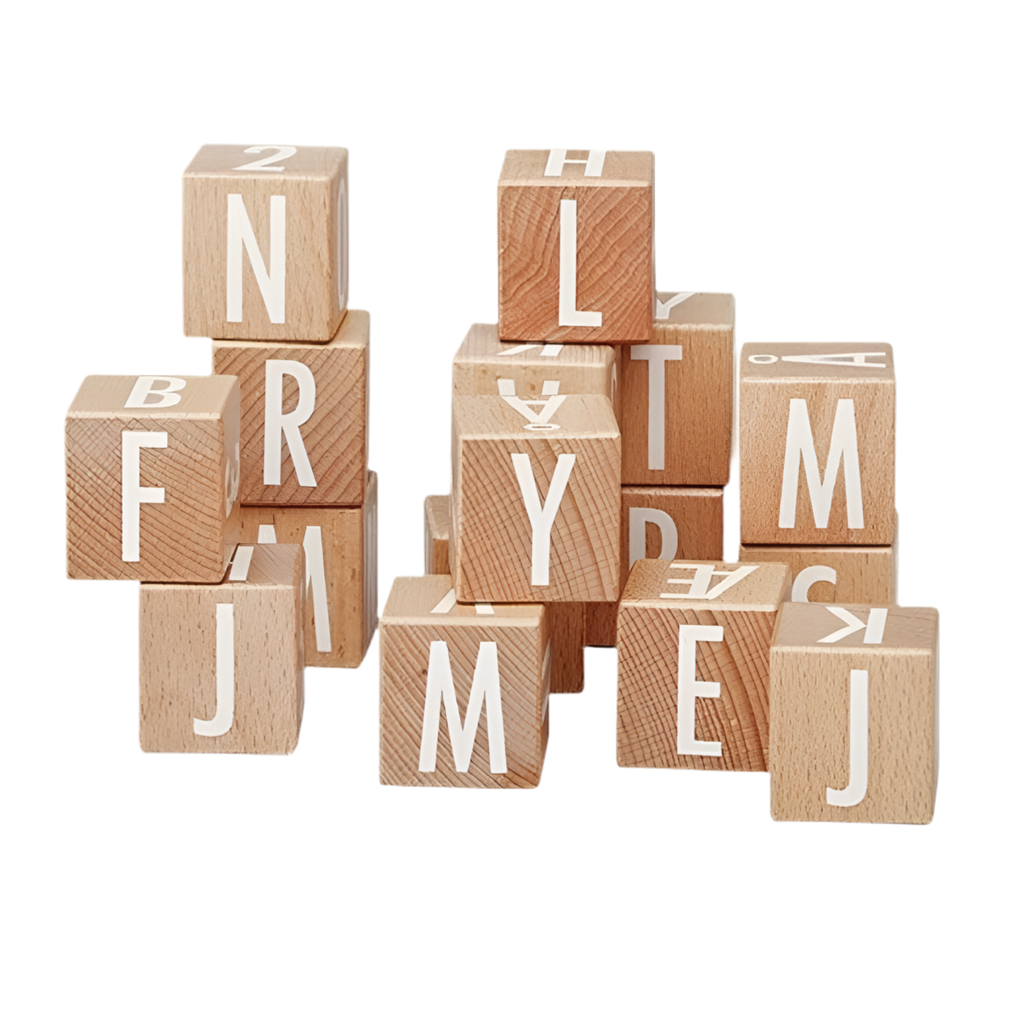 Zak met houten ABC blokken | ByAstrub