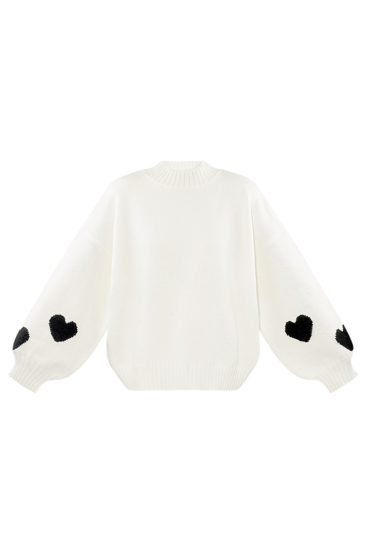 Gebreide Wolmix Vrouwen Oversized Trui Hart Appliqué Ontwerp