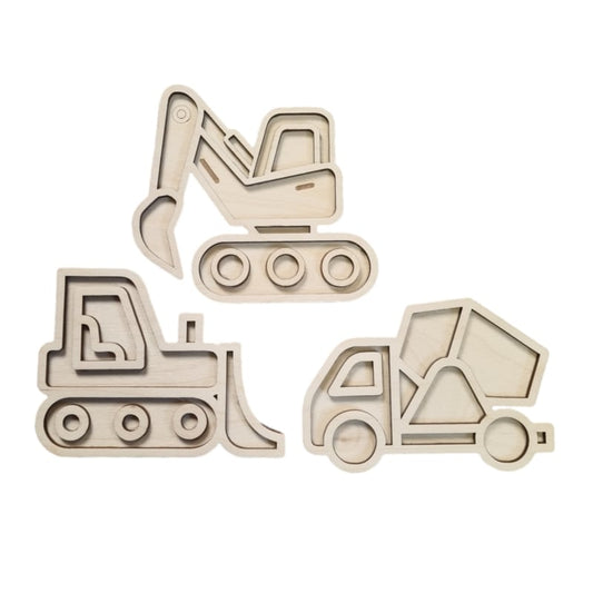 KIDDI | Vulvorm / Speeltray | Set Bouwvoertuigen