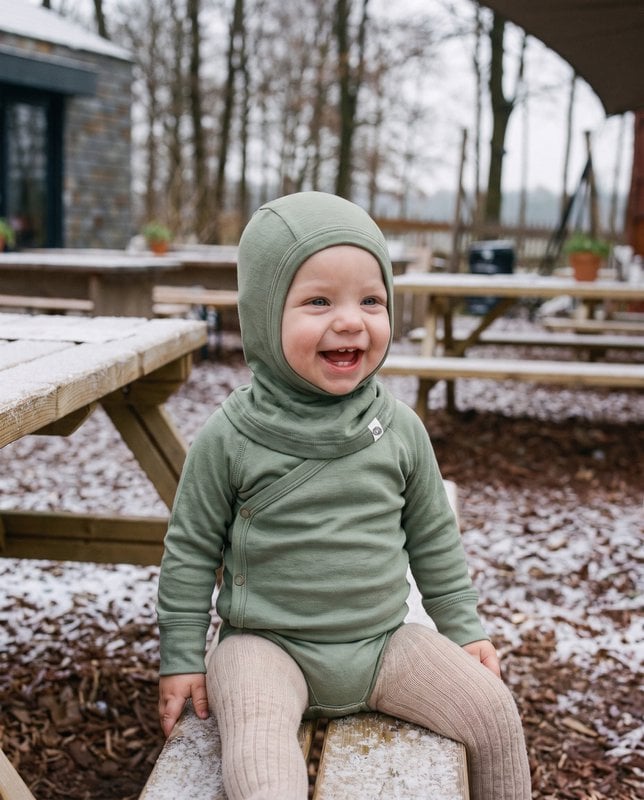 Shale Green | Wollen balaclava / bivakmuts | Merinowol | Lille Barn