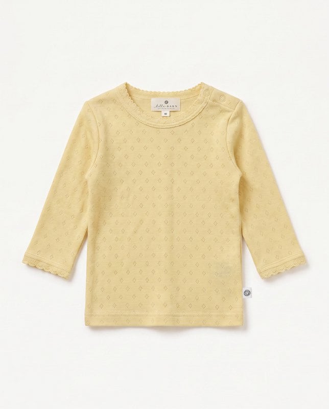 Dusty Yellow | Wollen truitje pointelle | Merinowol | Lille Barn