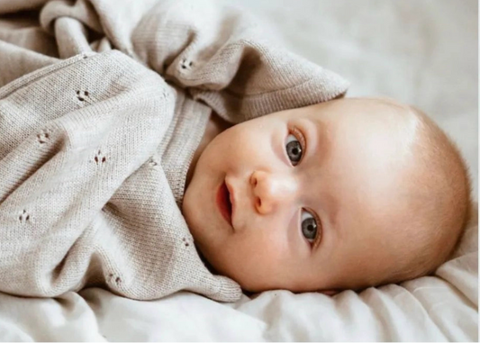 Babydeken van 100% Merinowol | zacht | 75x100cm | Taupe