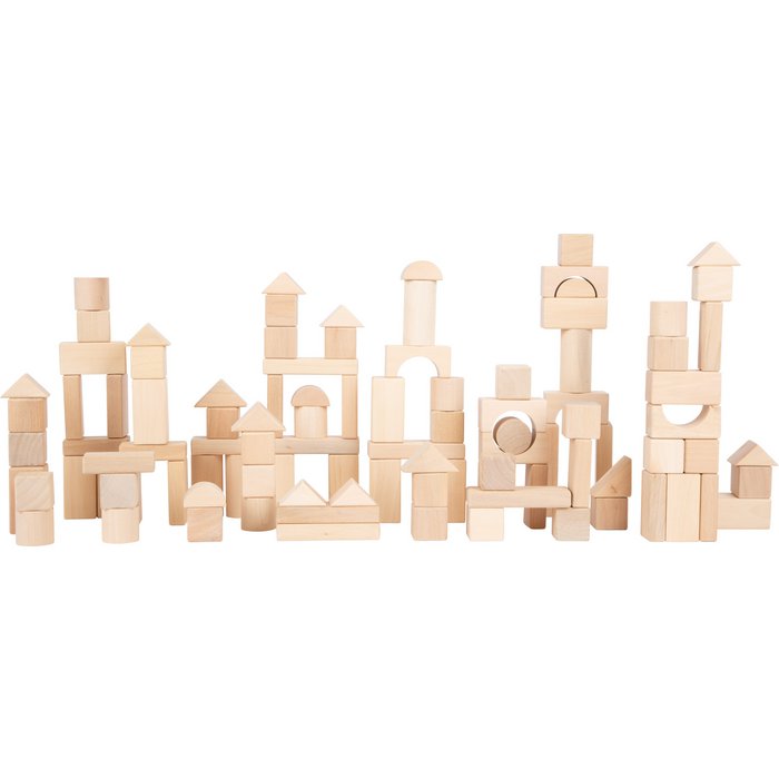 Houten bouwblokken naturel 100 stuks in een zak | bouwstenen | Hout