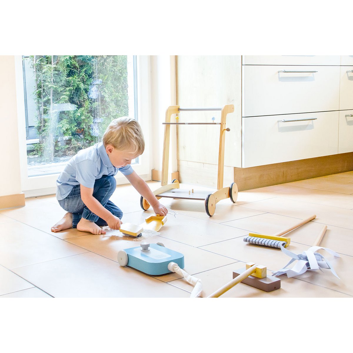 Houten Schoonmaakwagen Pia | 7-delige Speelset vanaf 3 jaar | Pinolino