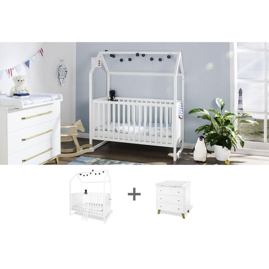 Complete kinderslaapkamer in stijl | "Bed 'Hilda' & Commode 'Pan | Pinolino