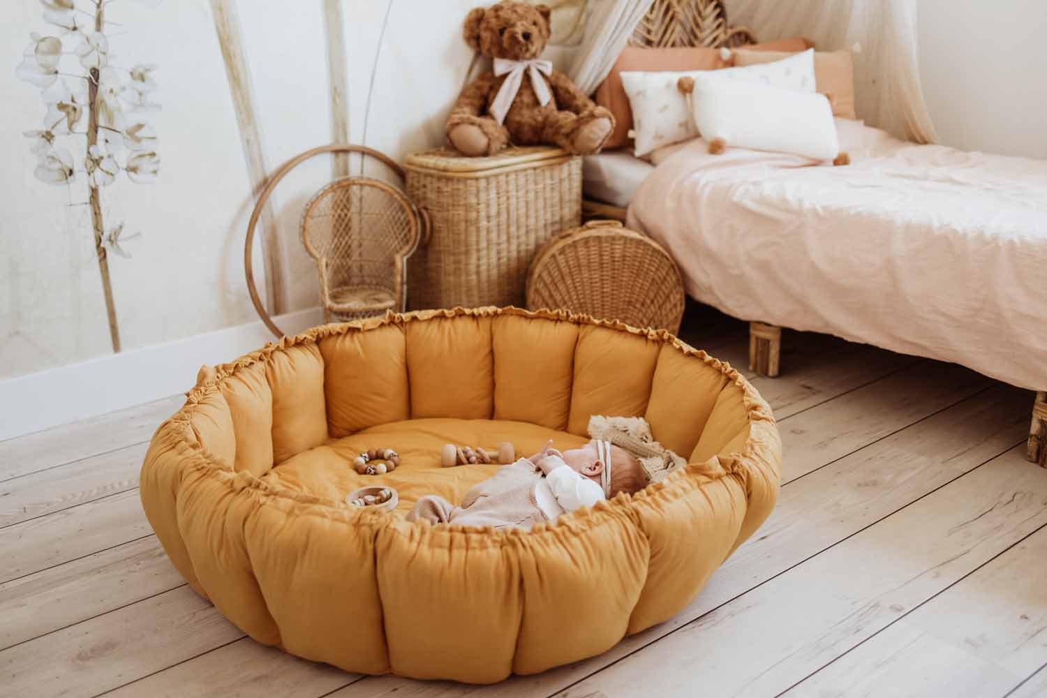 Play& Go | Bloom Mustard Organic Cotton Babymat