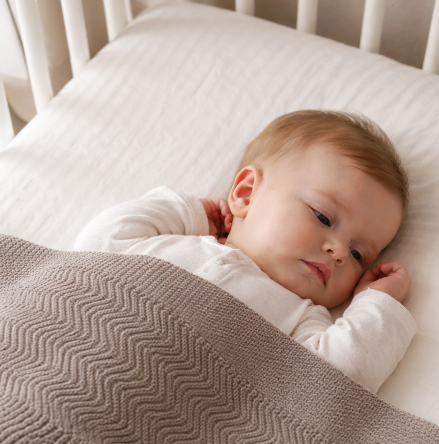 Babydeken van 100% Merinowol | zacht | 75x100cm | Taupe Calm