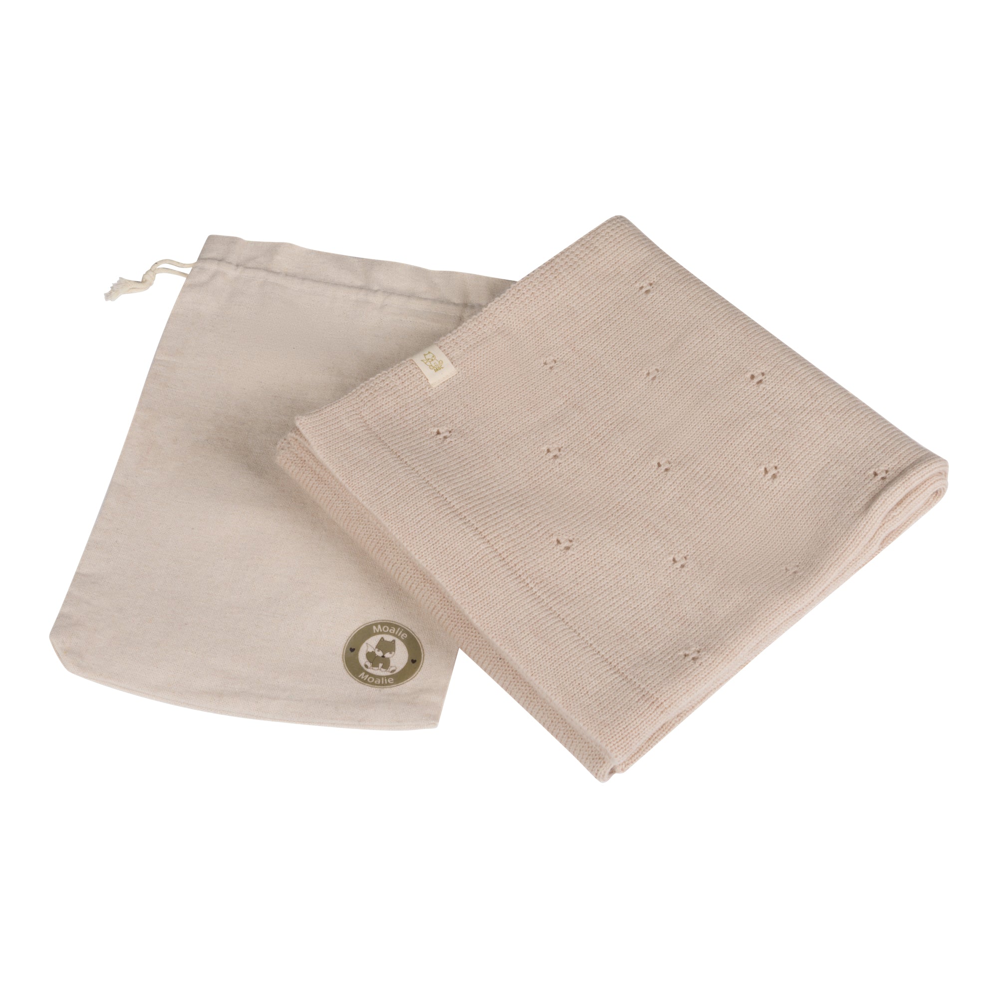 Merinowol Pointelle deken | Seashell | Moalie