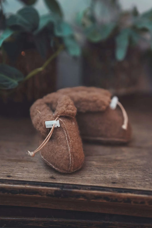 Slofjes | 100% Merinowol | Bruin