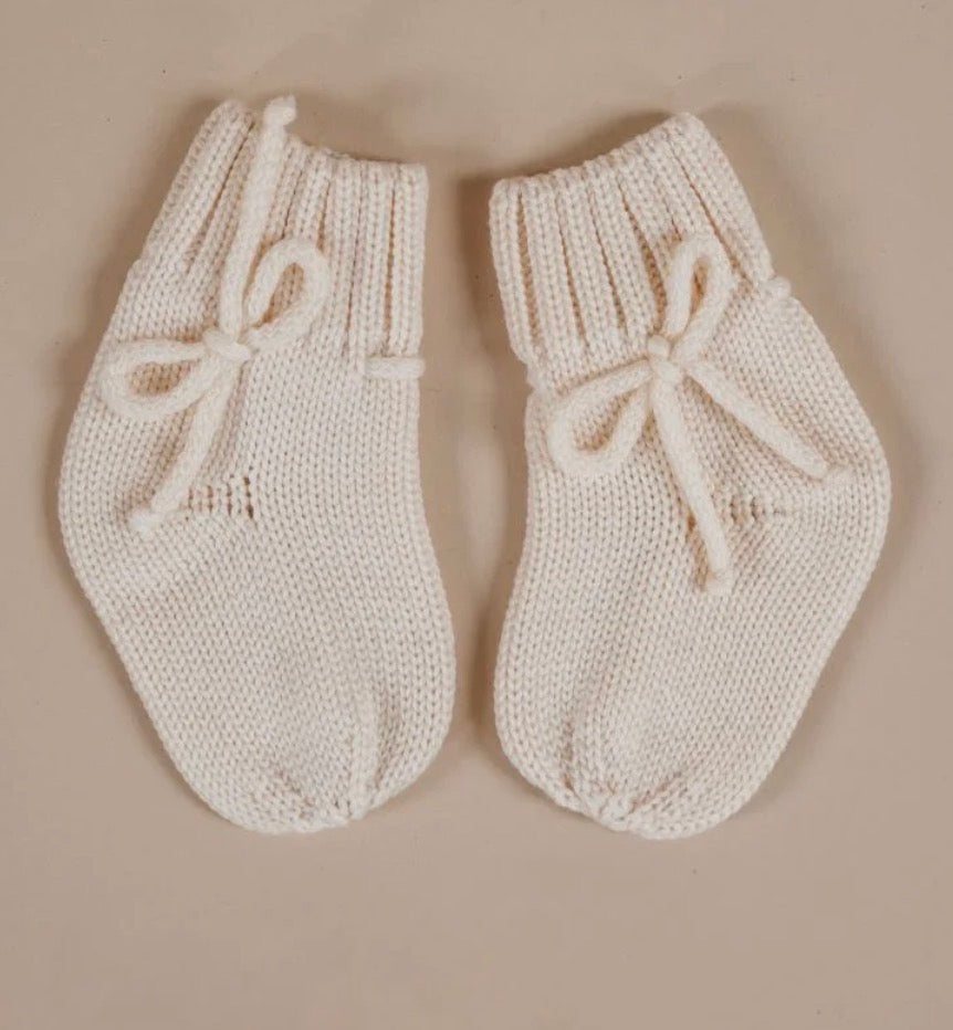 Wollen Baby sokjes | Newborn Sokjes 6-12 maanden | Merinowol | Crème