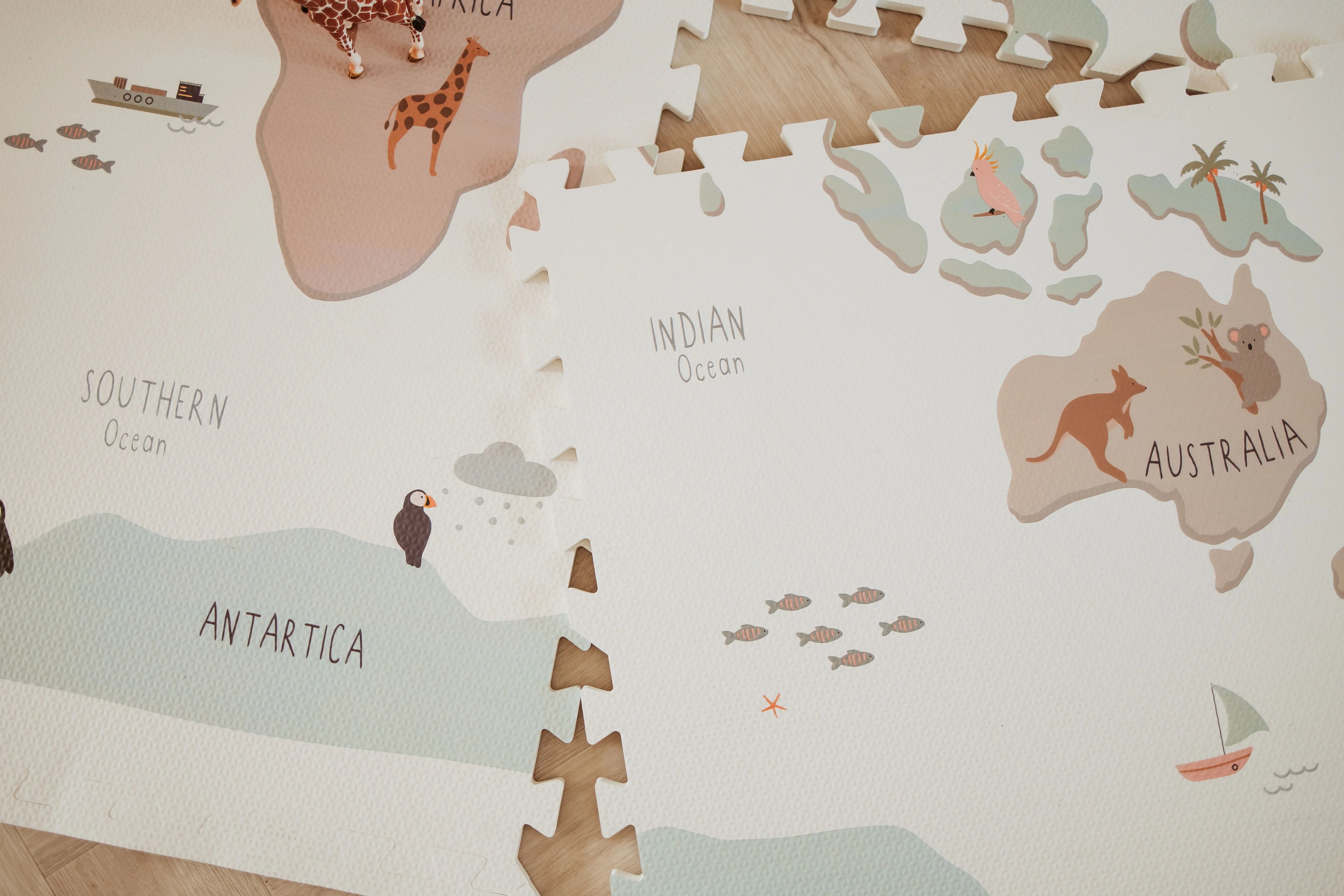 Play&Go EEVAA 3-in-1 Speelmat | Wereldmap | Spelenderwijs ontdekken, opbergen & bouwen