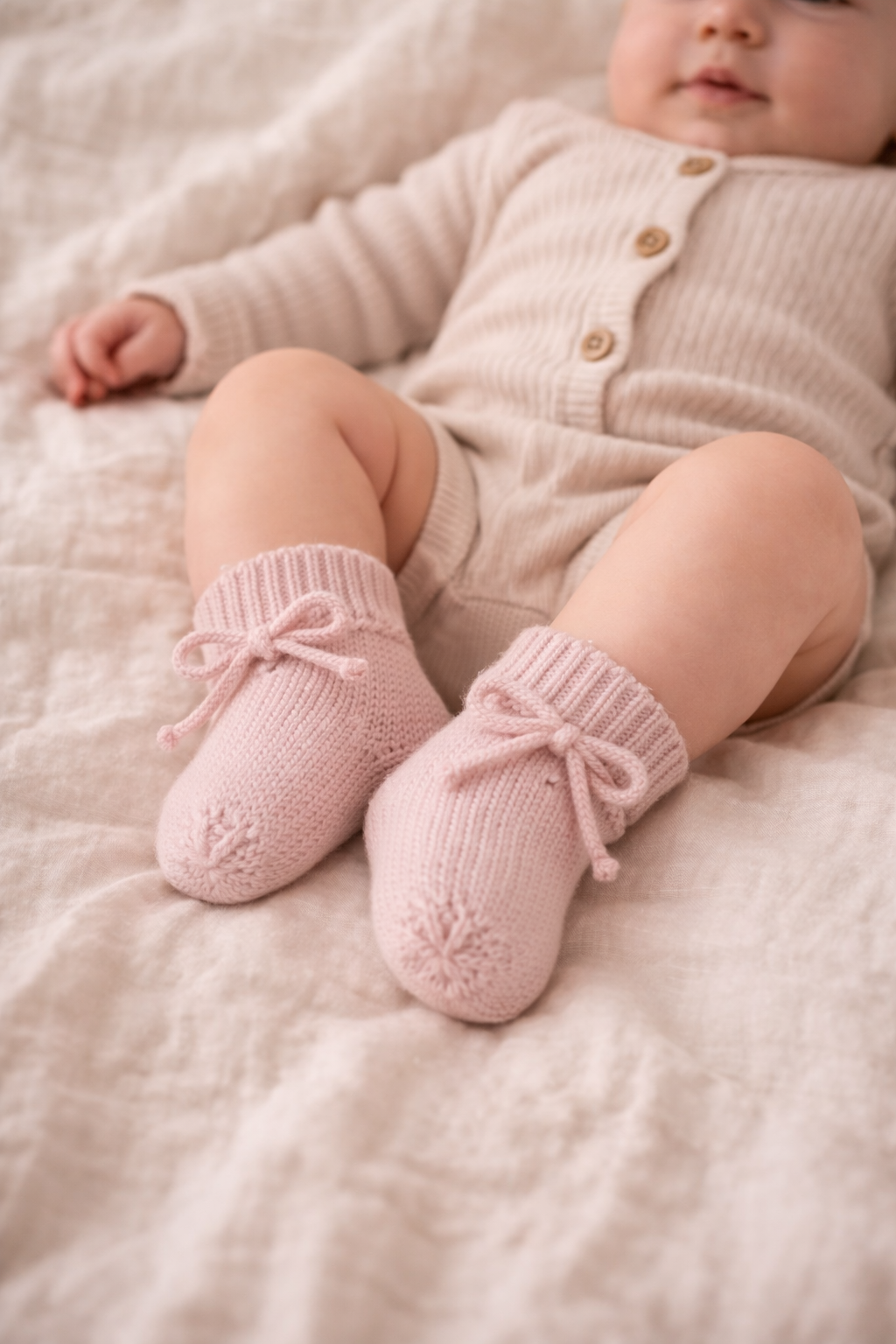 Wollen Baby sokjes | Newborn Sokjes 6-12 maanden | Merinowol | Roze