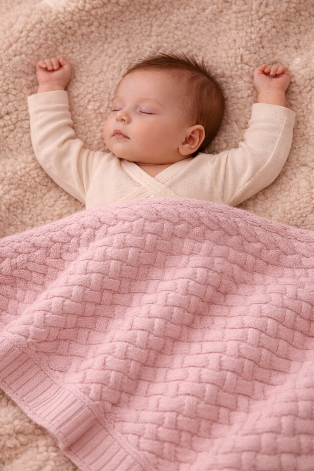 Babydeken van 100% Merinowol | zacht | 75x100cm | Roze Fluffy