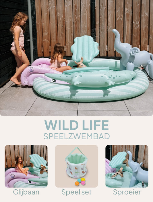Wild life Opblaaszwembad 210x150 cm | Duurzaam PVC & 230 Liter | Swim Essentials