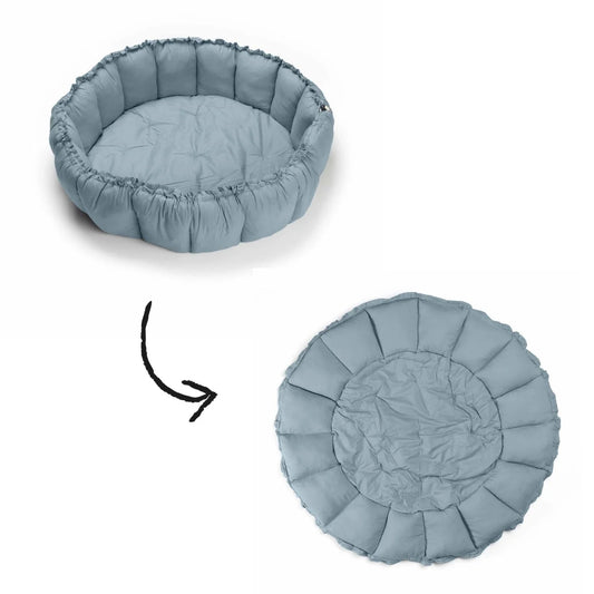 Play& Go | Bloom Dusty Blue Organic Cotton Babymat