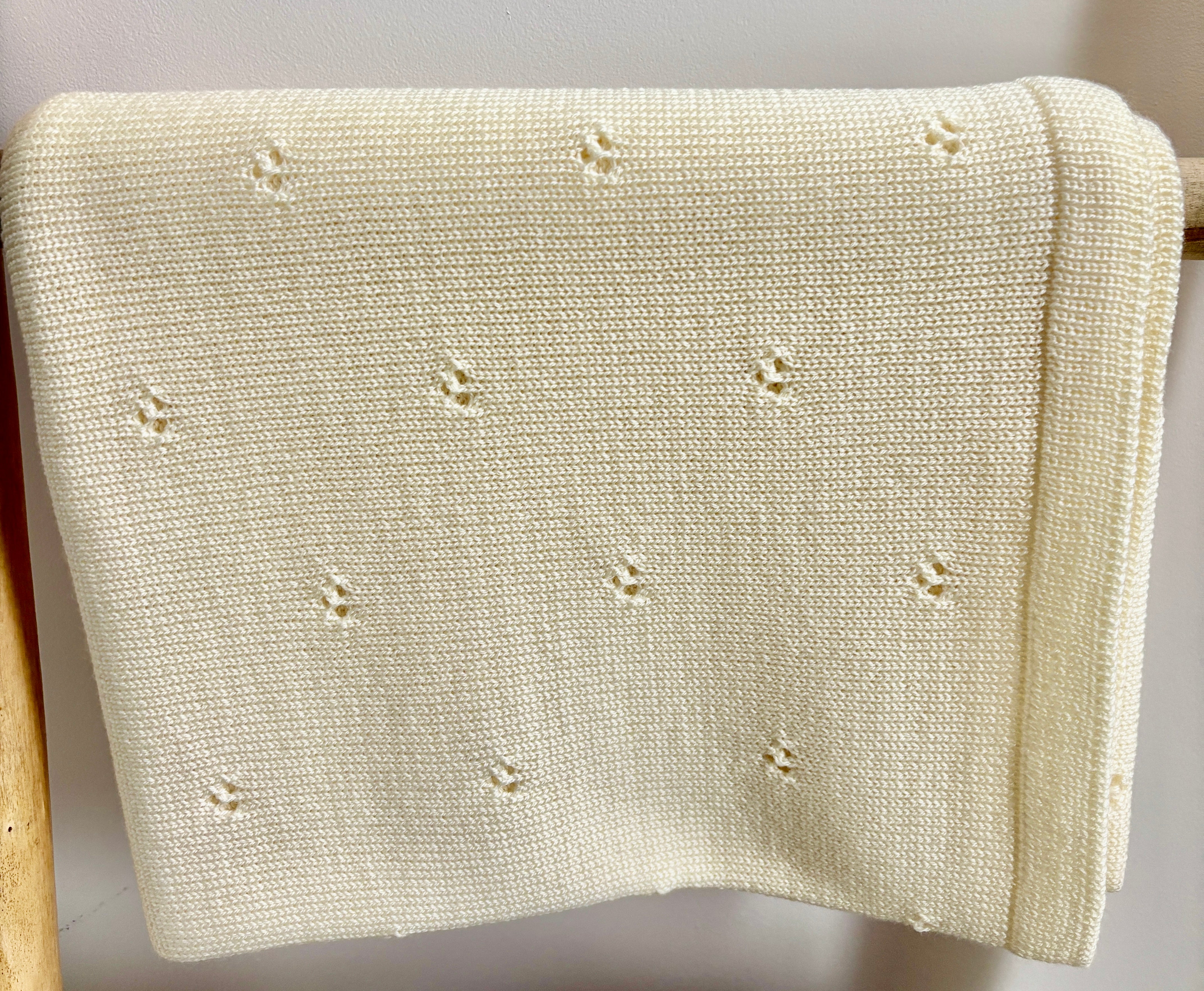 Babydeken van 100% Merinowol | zacht | 75x100cm | Crème