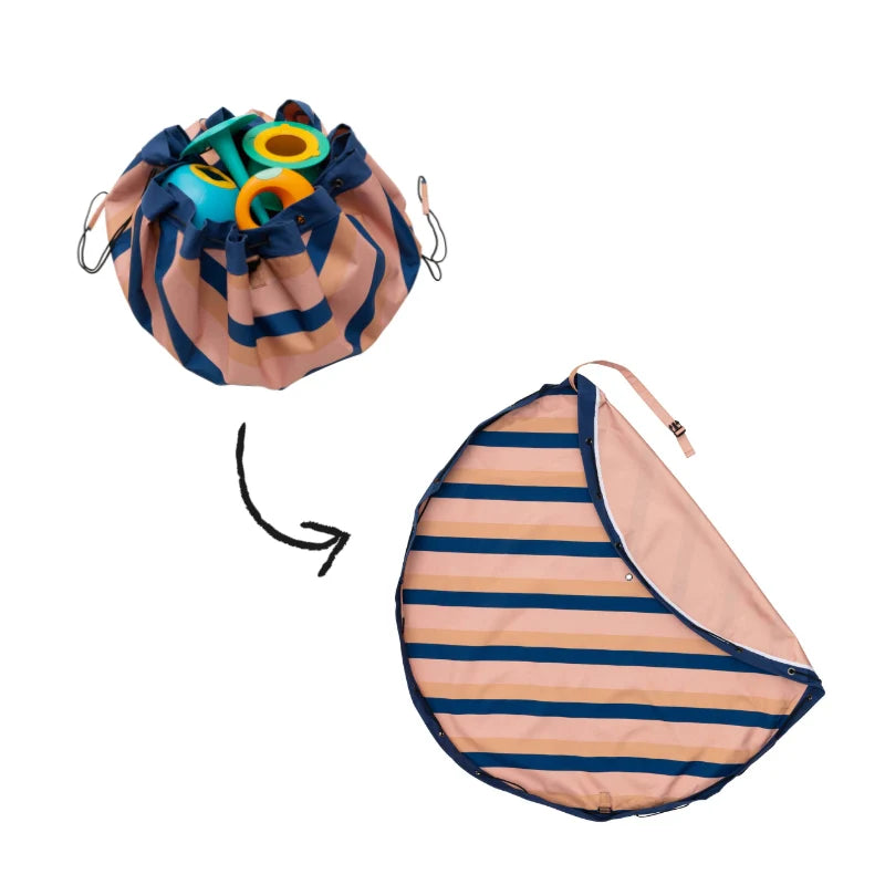 Outdoor Stripes Mokka | Opbergzak & Speelmat | Play&Go