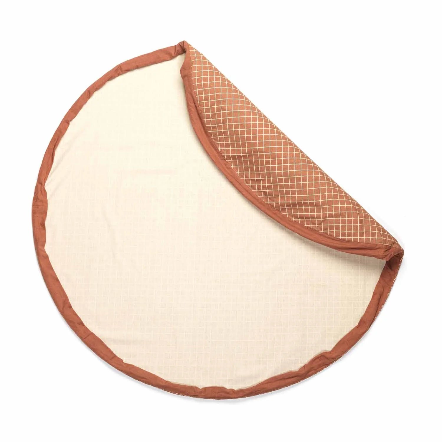 Play&Go | Speel- & Opbergkeed | Organic Cotton Bown met Rasterpatroon