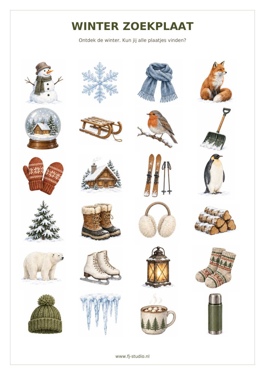 Winter zoekspel – gratis printable – voorbeeld