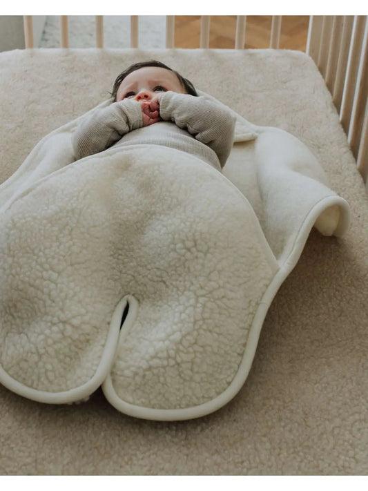 Baby wikkeldeken met voetjes Beige | Merinowol | KICO Label