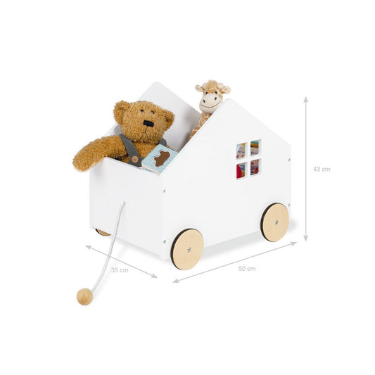 Pinolino Speelgoedkist Hydda | Wit, FSC-hout, op wielen