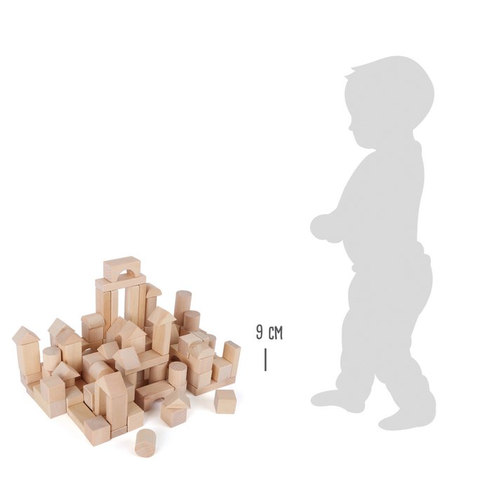 Houten bouwblokken naturel 100 stuks in een zak | bouwstenen | Hout