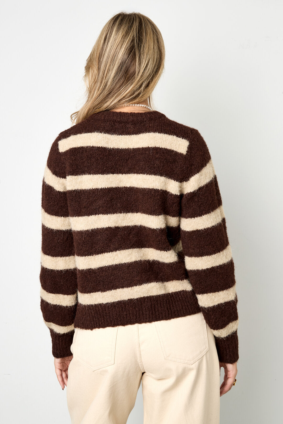 Gebreide Polyestervezel Vrouwen Cardigan Casual Strepen