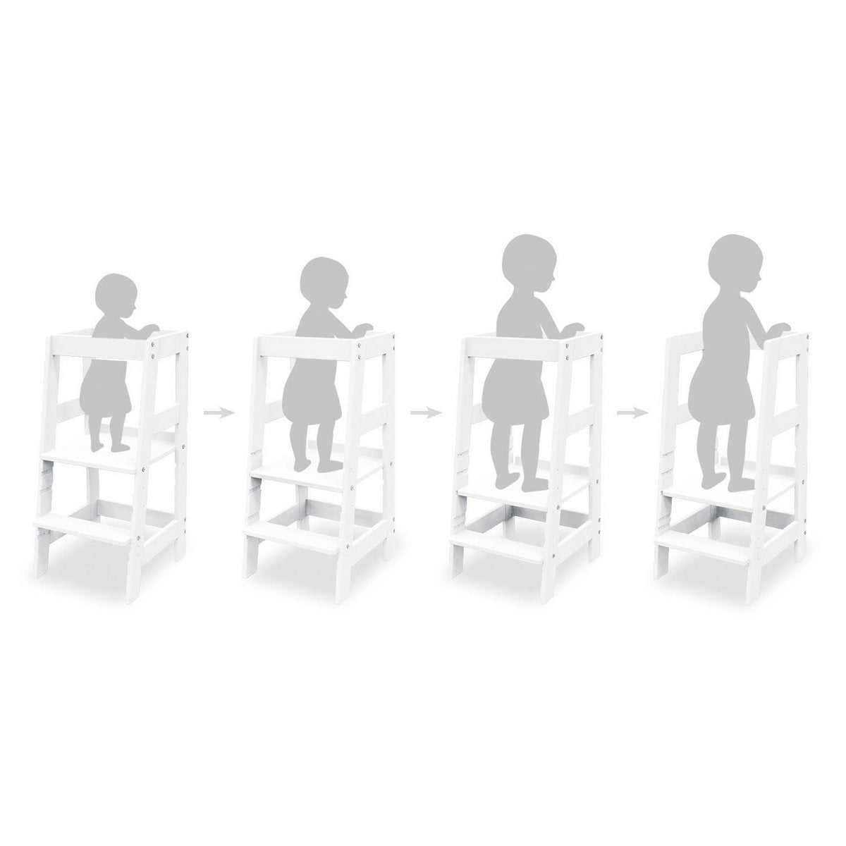 Leertoren 'Fino', wit gelaktPinolino Ontdekkingstoren Fino – Wit gelakt, massief hout, verstelbaar