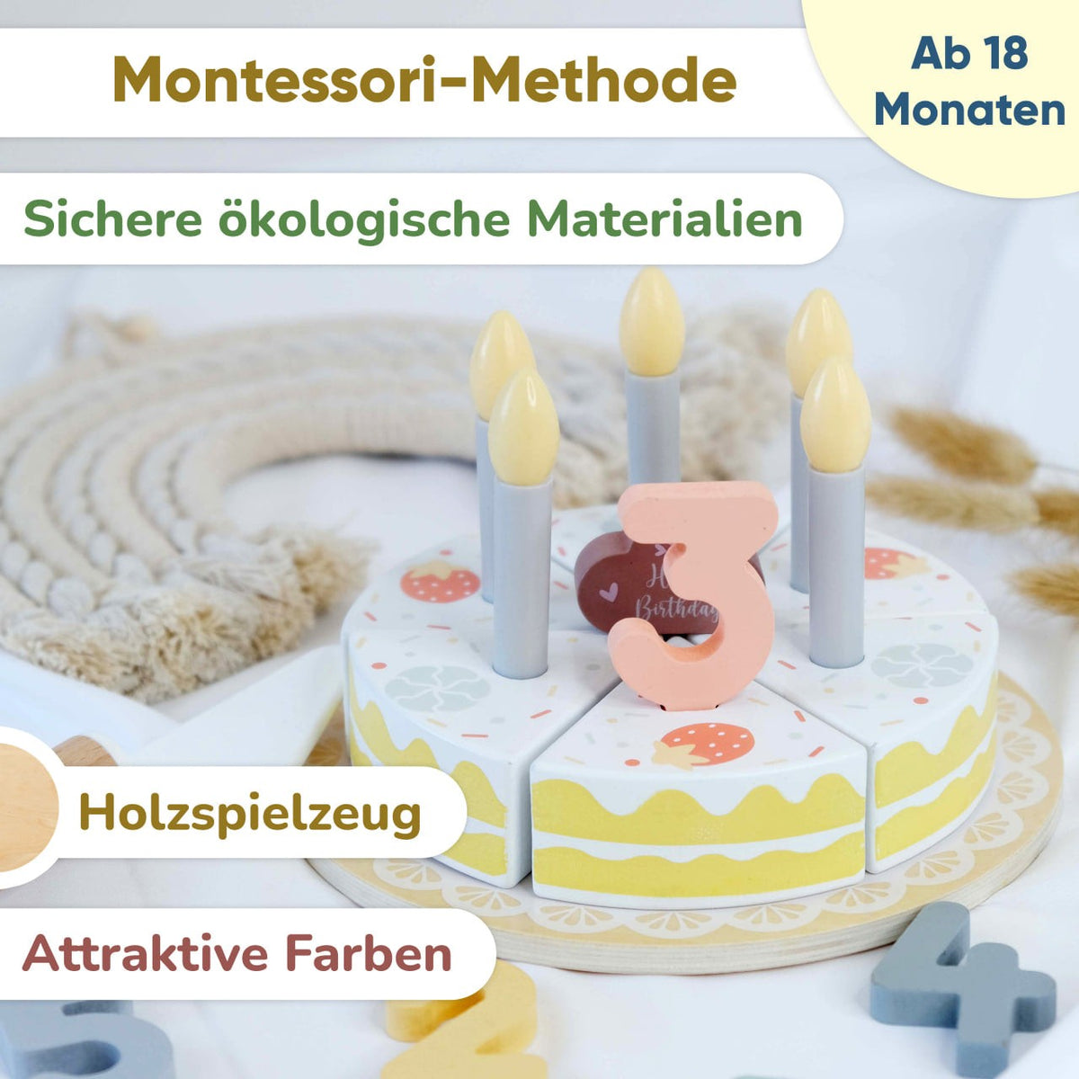 BusyKids Wooden Birthday Cake Play Set