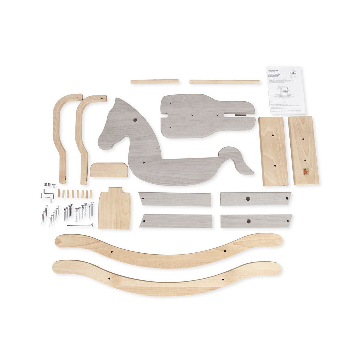 Pinolino Hobbelpaard | Massief hout met ring, grijs/naturel