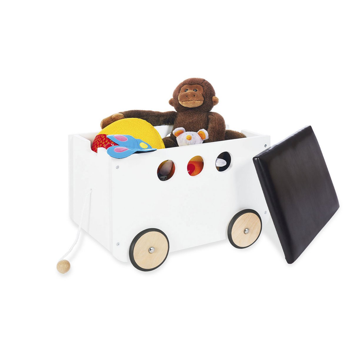 Pinolino Speelgoedkist Jim | Op wielen, wit & zwart design