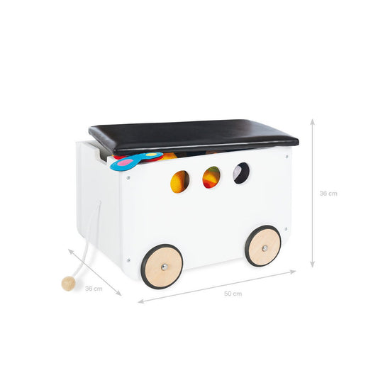 Pinolino Speelgoedkist Jim | Op wielen, wit & zwart design