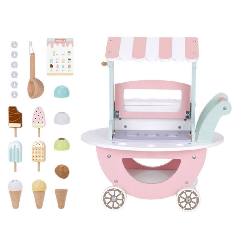 Wooden Ice Cream Shop With Cart