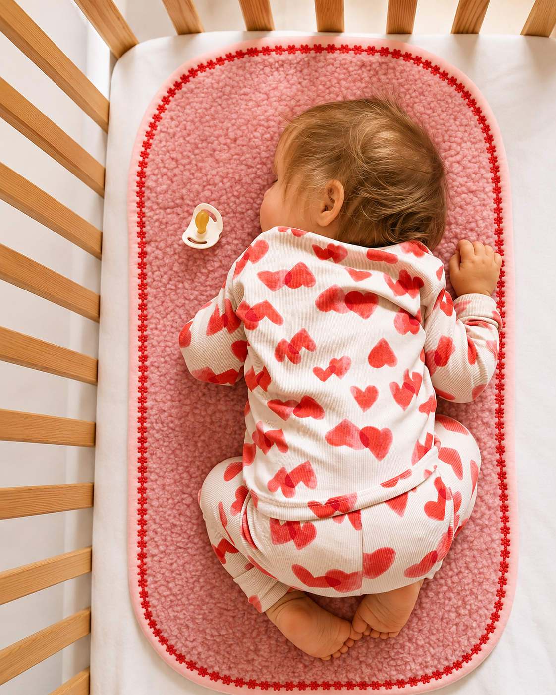 Wollen onderlegger Flower Power roze van We Are Wovens