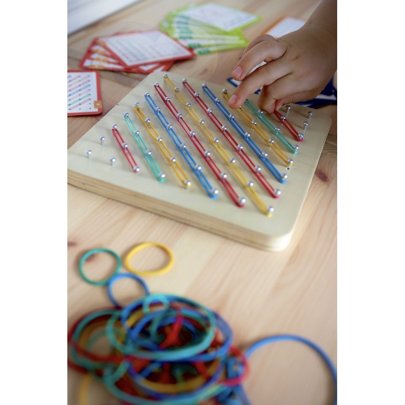 Geoplan on Rubber Bands Wooden Puzzle, 69 pcs