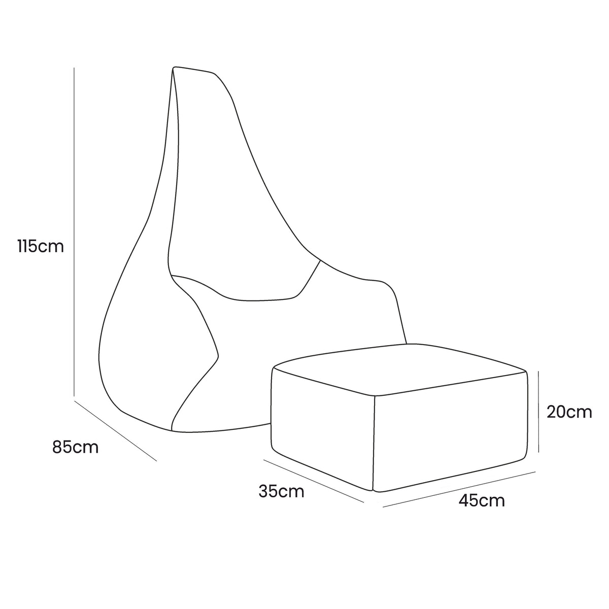 Tearo: Bean Bag + Footrest for Little Loungers - Rosy Pink
