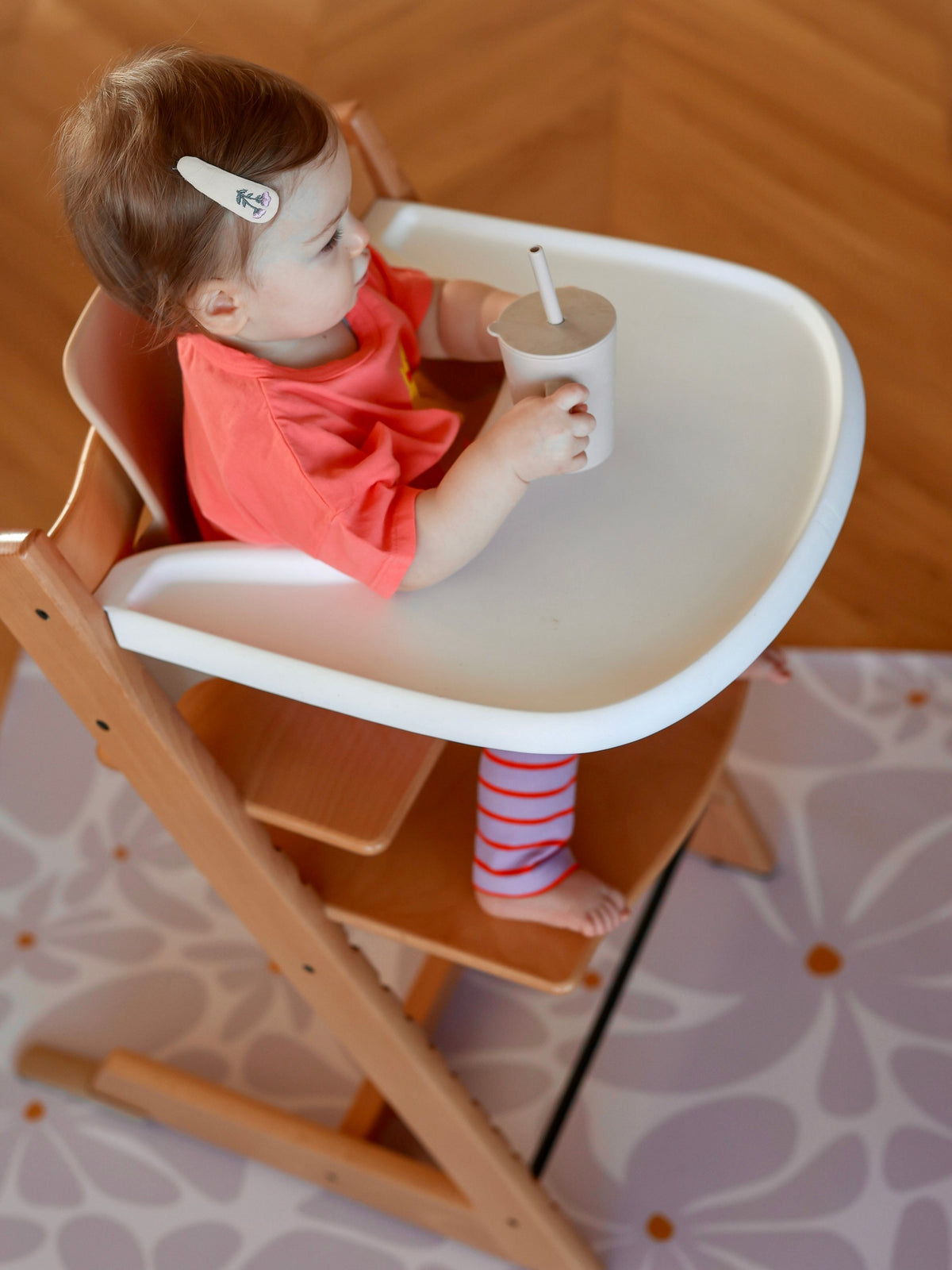 Kids Mealtime Floor Mat, Non-Slip & Waterproof - Daisy Lavender